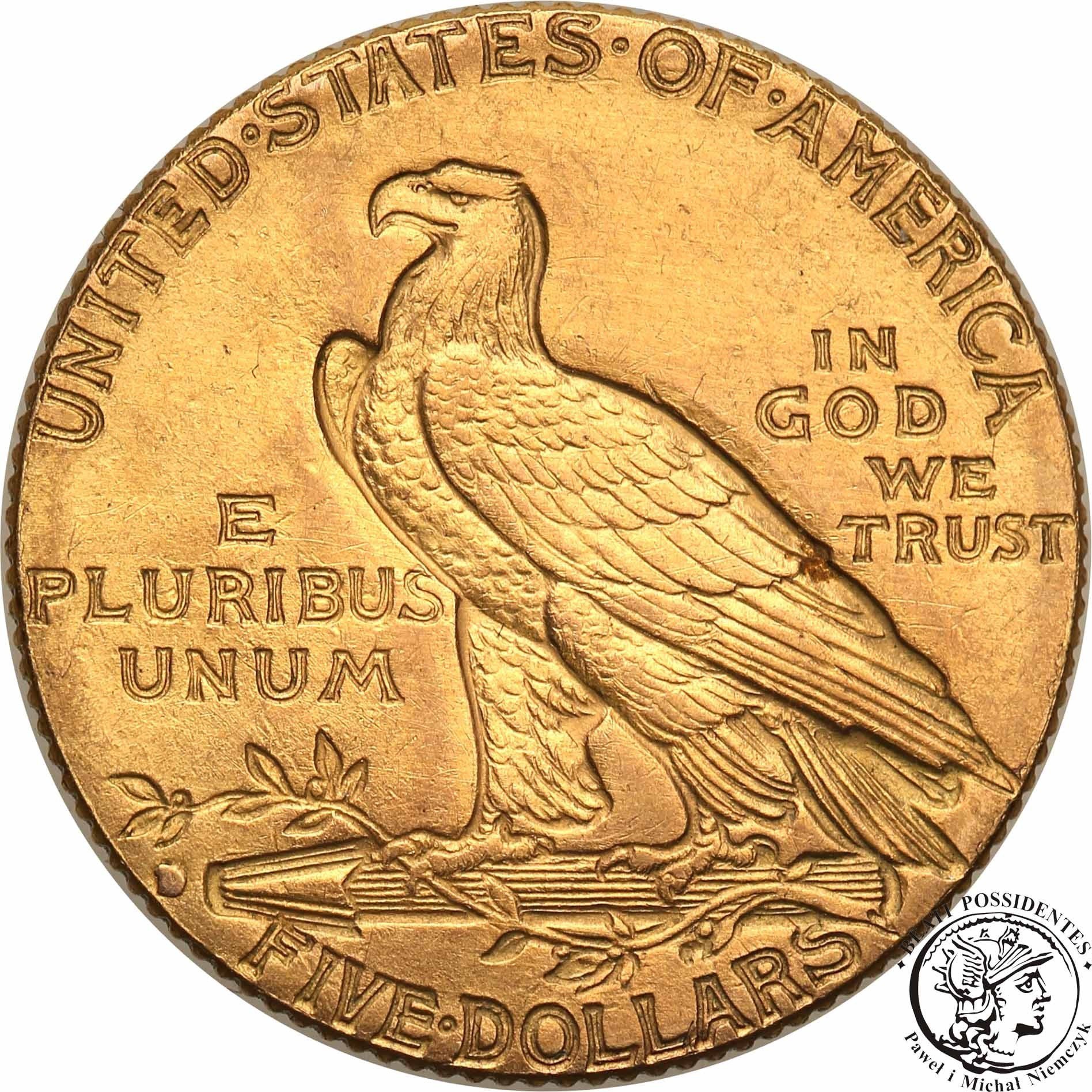 USA 5 dolarów 1909 D Denver Indianin st.1-