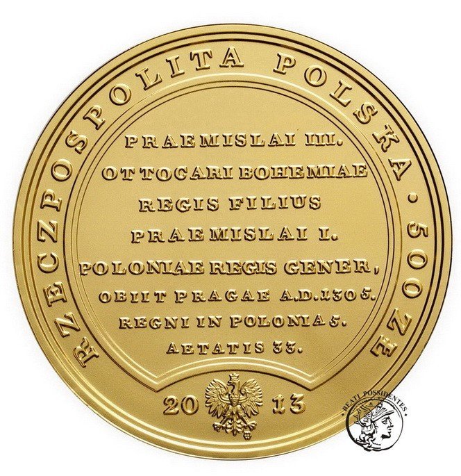 Polska 500 zł Skarby S. Augusta 2013 - Wacław II Czeski 62,20 g Au 999 st.1