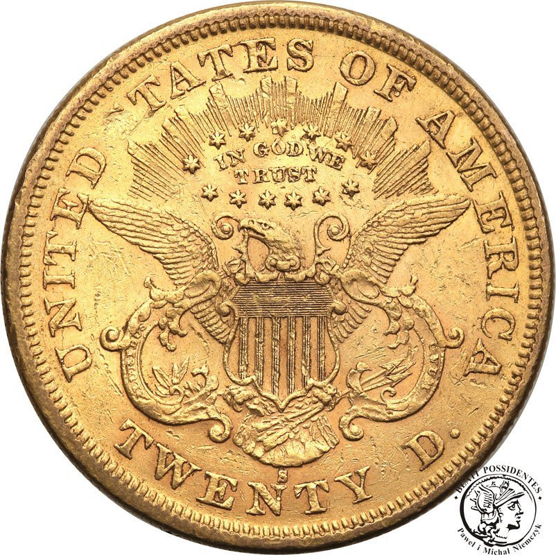 USA 20 dolarów 1875 S San Francisco st.3+