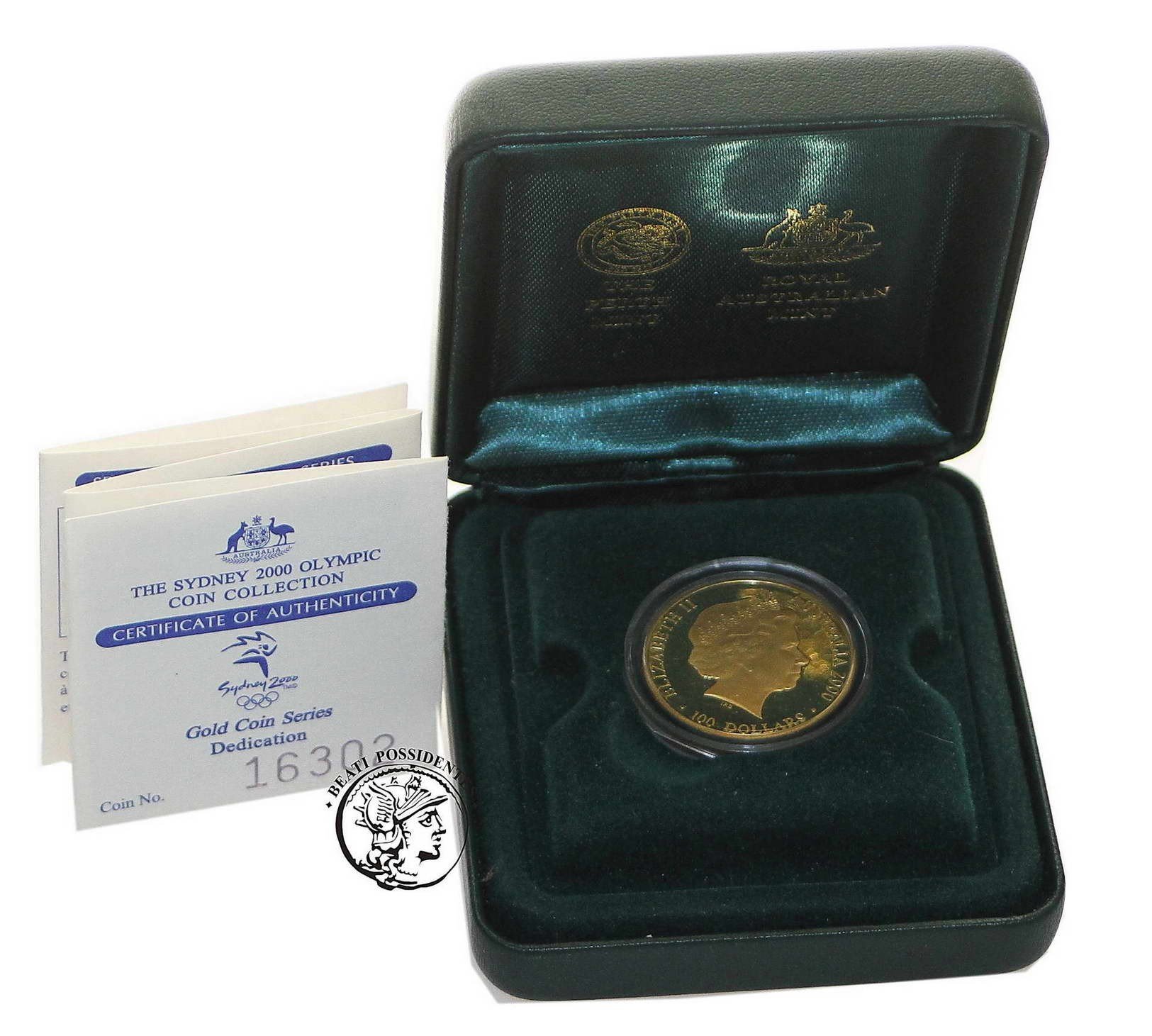 Australia Elżbieta II 100 Dolarów 2000 Igrzyska Sydney st.L-/L stempel lustrzany