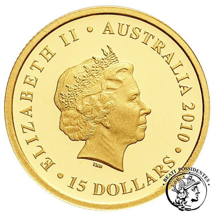 Australia Elżbieta II 15 dolarów 2009 1/10 Oz Au Koala st. L stempel lustrzany