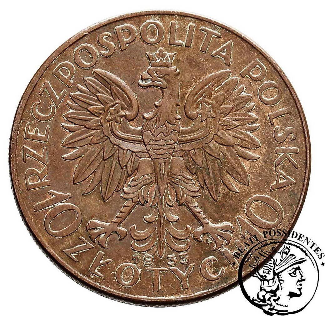 Polska II RP PRÓBA Brąz 10 złotych 1933 Kobieta st. 2