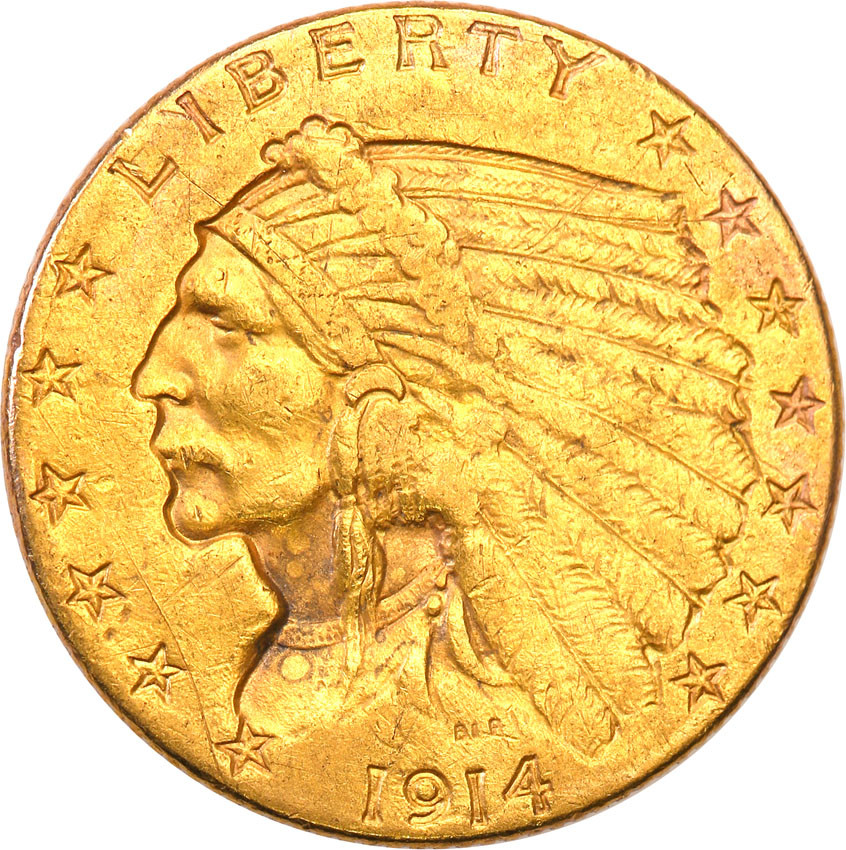 USA 2 1/2 dolara 1914 D Denver st.3