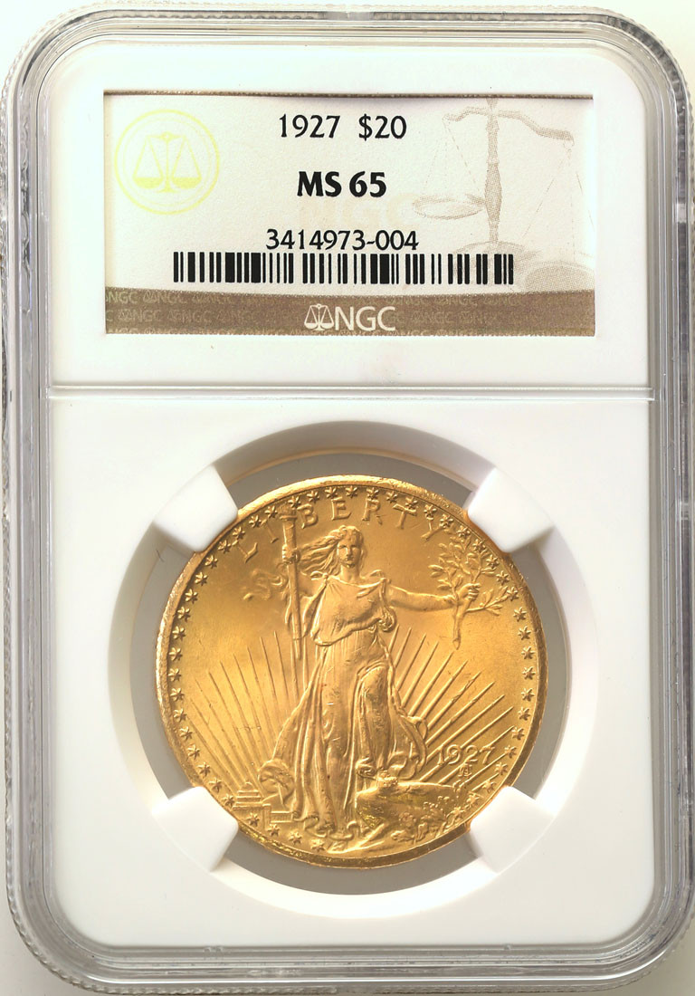 USA 20 dolarów Filadelfia 1927 NGC MS65
