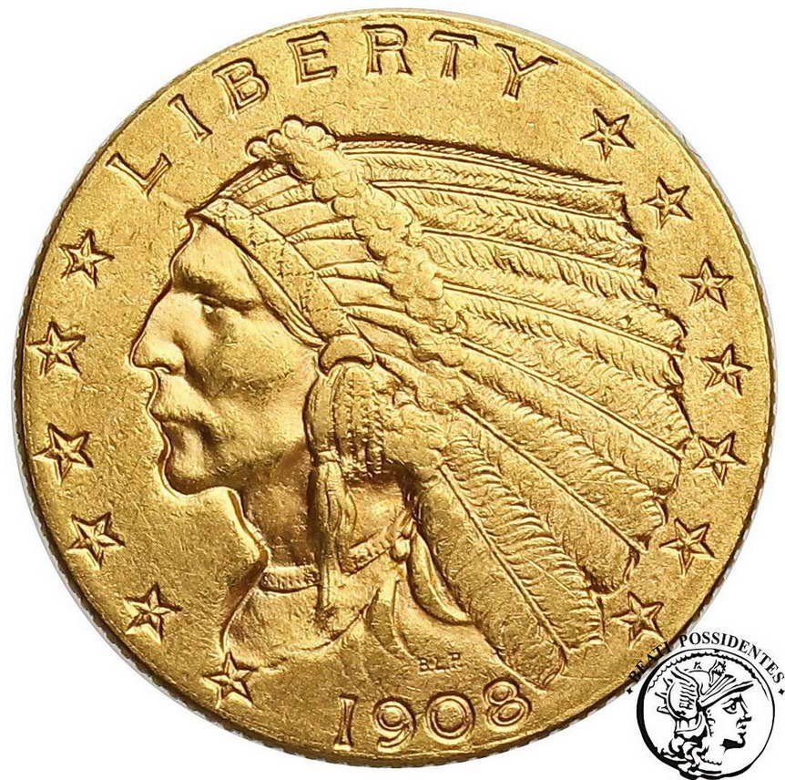 USA 2,5 dolara 1908 Filadelfia Indianin st.3