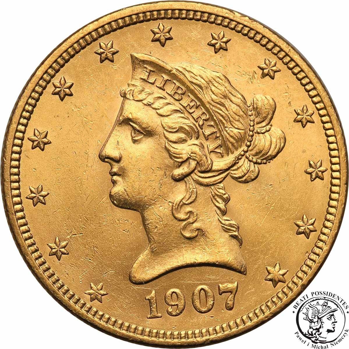 USA 10 dolarów głowa 1907 st. 1-