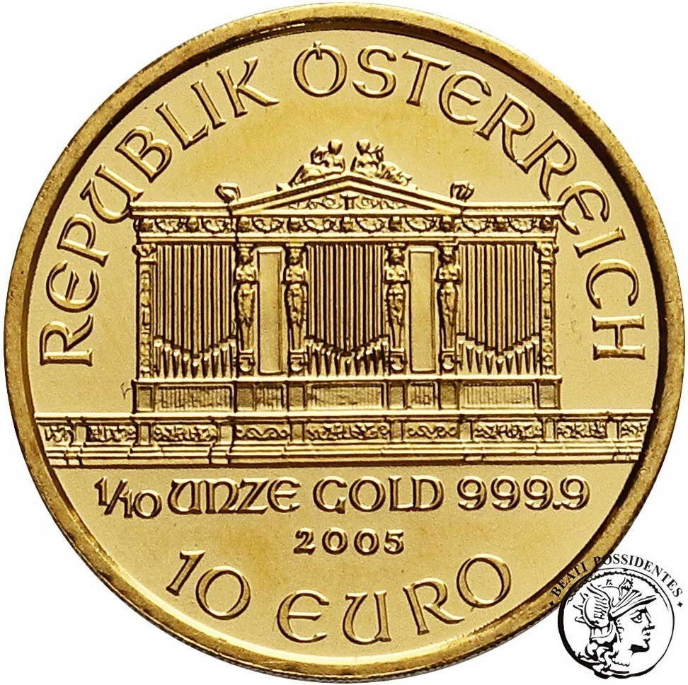 Austria 10 Euro 2005 Filharmonia 1/10 Oz Au st. 1