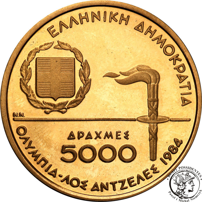 Grecja 5000 drachm 1984 Oly Los Angeles st.L-