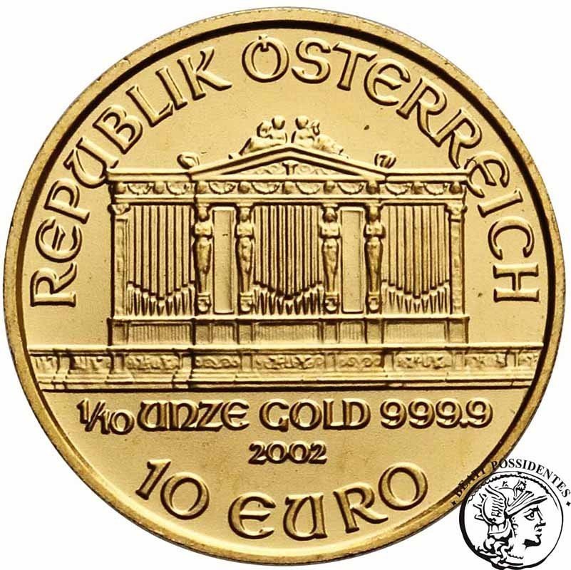 Austria 10 euro 2002 Filharmonia 1/10 Oz Au st. 1