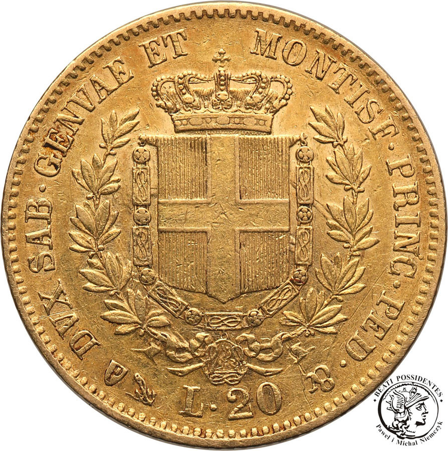 Włochy Sardynia 20 Lirów 1860 (kotwica) st.3+