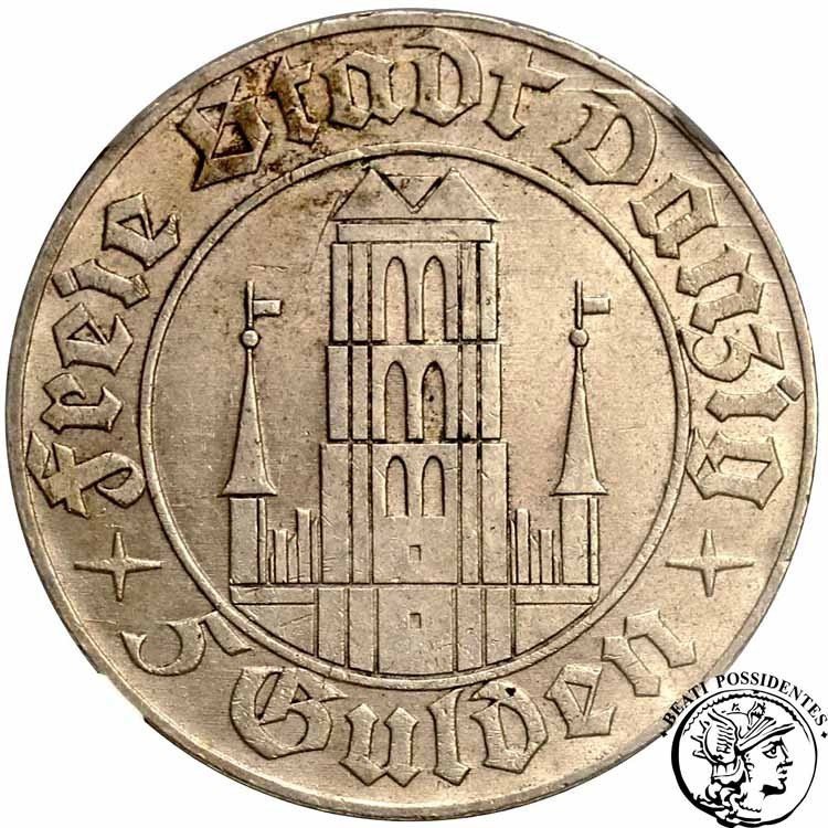 Polska Wolne Miasto Gdańsk 5 Guldenów 1932 NGC MS63