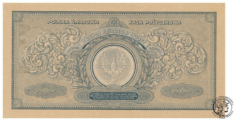 Banknot 250000 marek polskich 1923 - ser. CA - st.1/1- (UNC-)