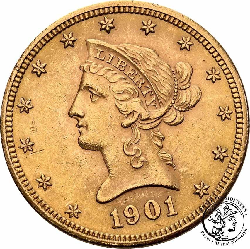 USA 10 $ dolarów 1901 Filadelfia st. 1-/2+