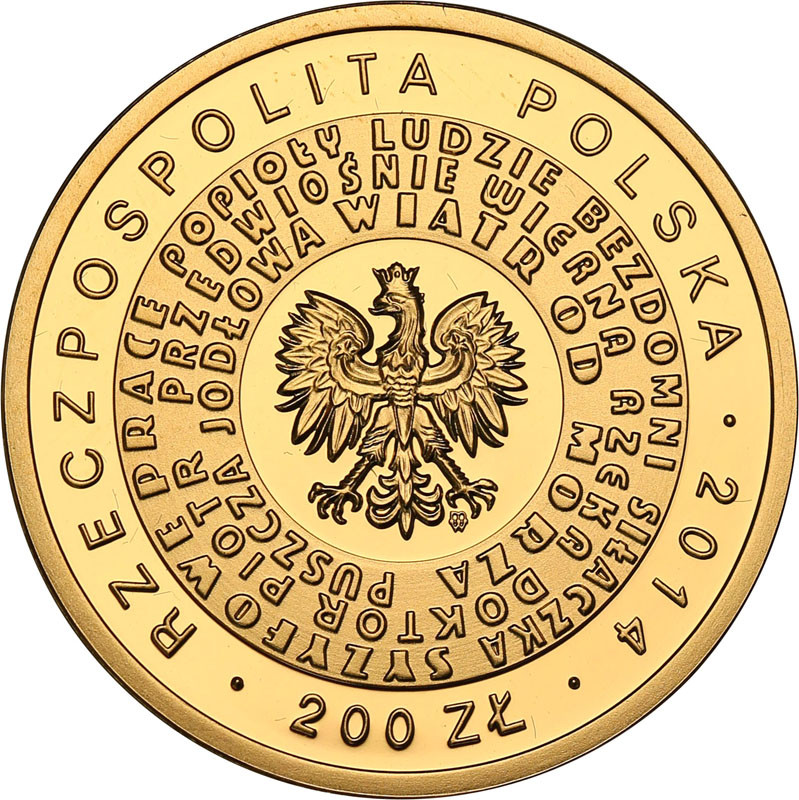 Polska III RP 200 złotych 2014 Stefan Żeromski st.L