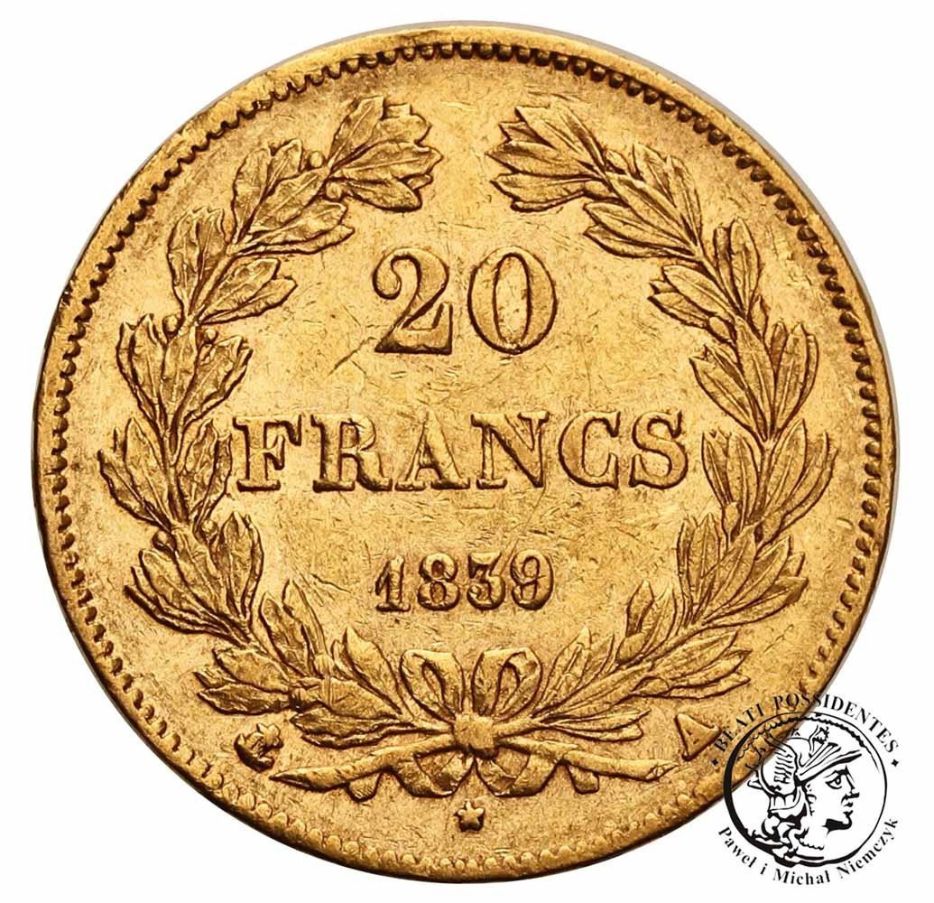 Francja 20 Franków 1839 A Louis Philippe st. 3+