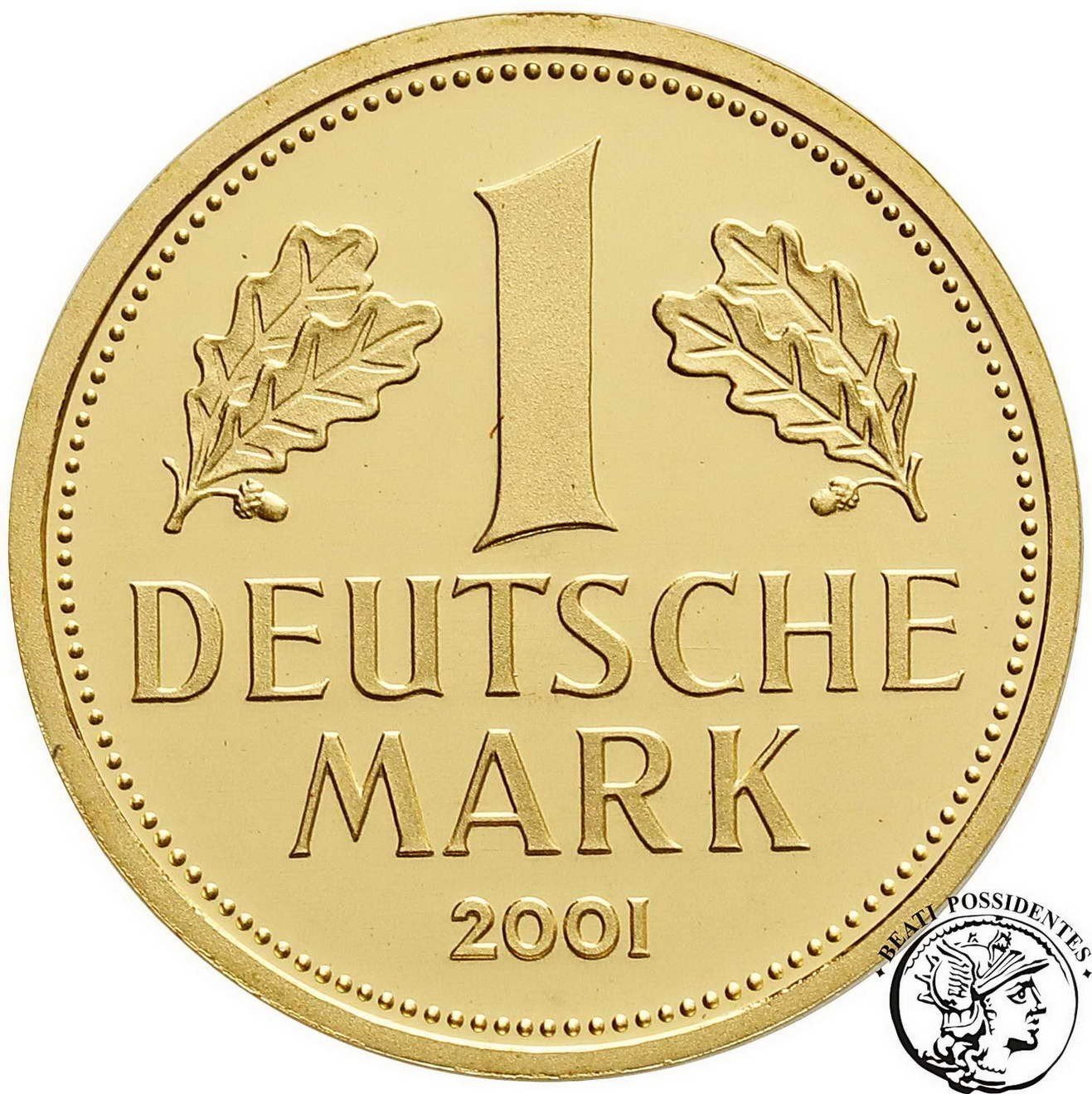 Niemcy 1 marka 2001 D-Monachium Złoto st, L