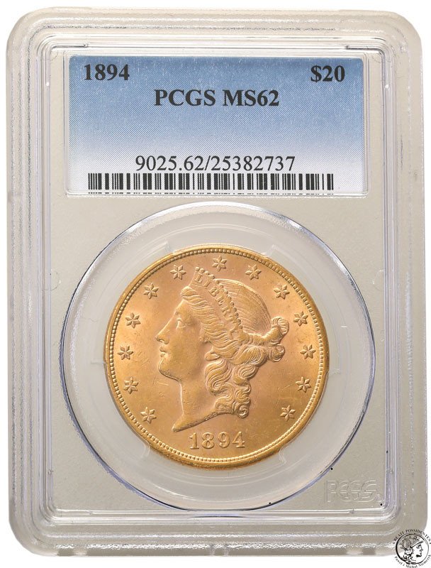 USA 20 dolarów 1894 Philadelphia PCGS MS62