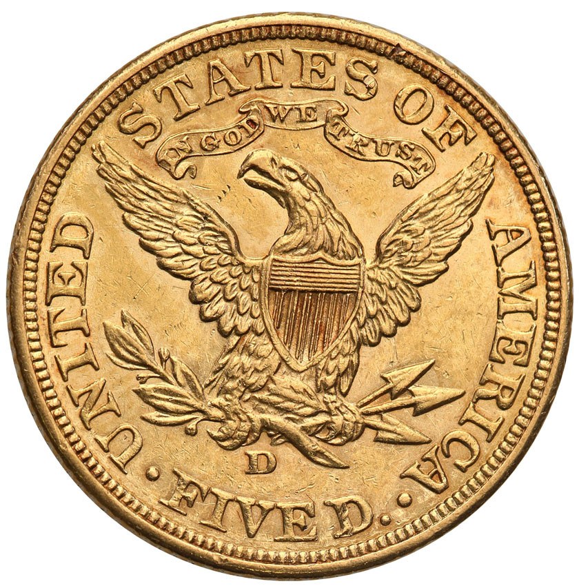 USA 5 dolarów 1907 D Denver st.1-