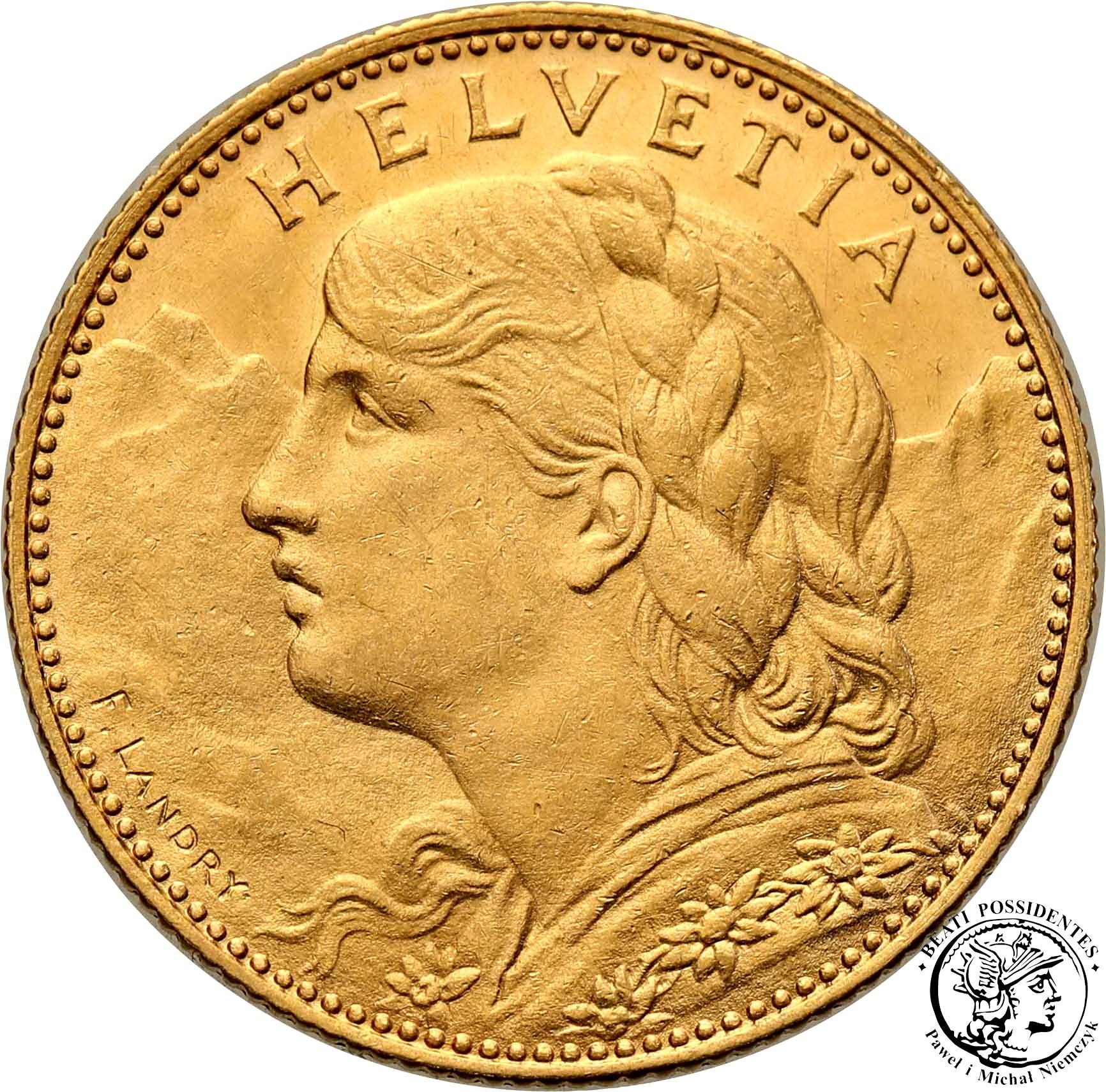 Szwajcaria 10 franków 1915 st.2+