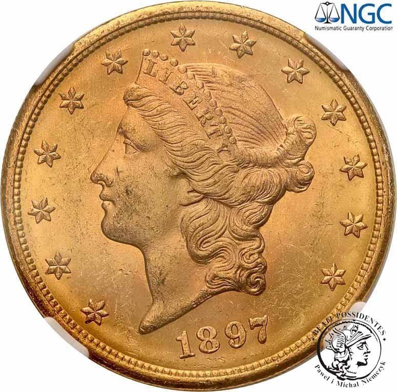 USA. 20 dolarów 1897 San Francisco NGC MS62