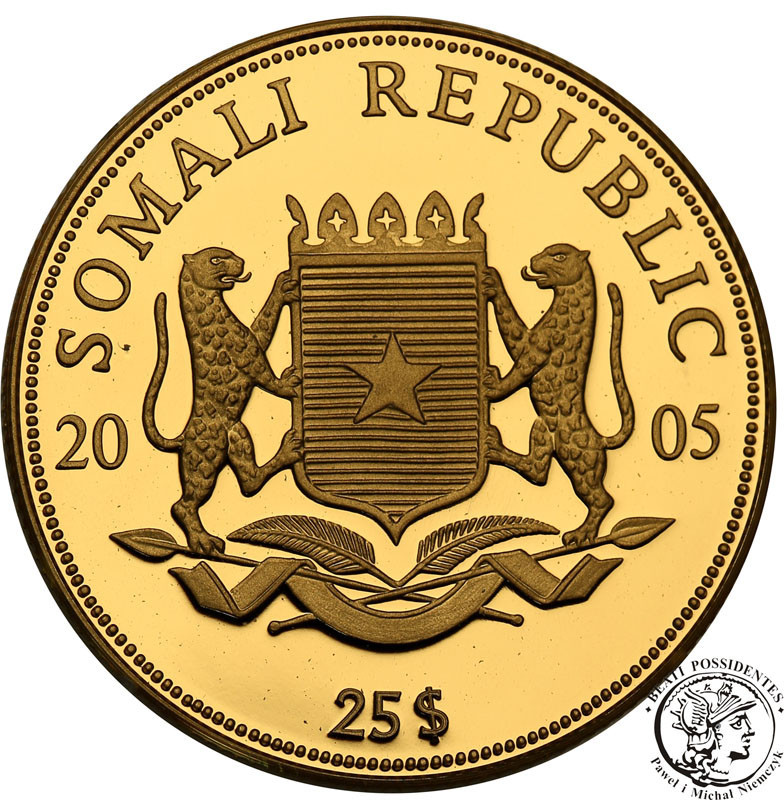 Somalia 25 szylingów 2005 Benedykt XVI (1/4 uncji złota) st.L