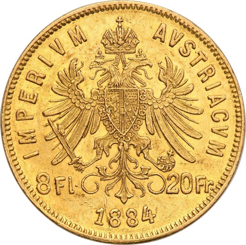 Austria 8 florenów = 20 Franków 1884 st. 2