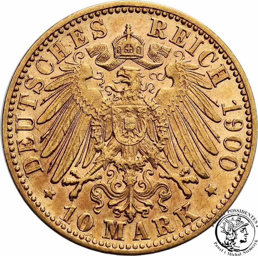 Niemcy Wirttembergia Wilhelm II 10 Marek 1900 F st. 1-