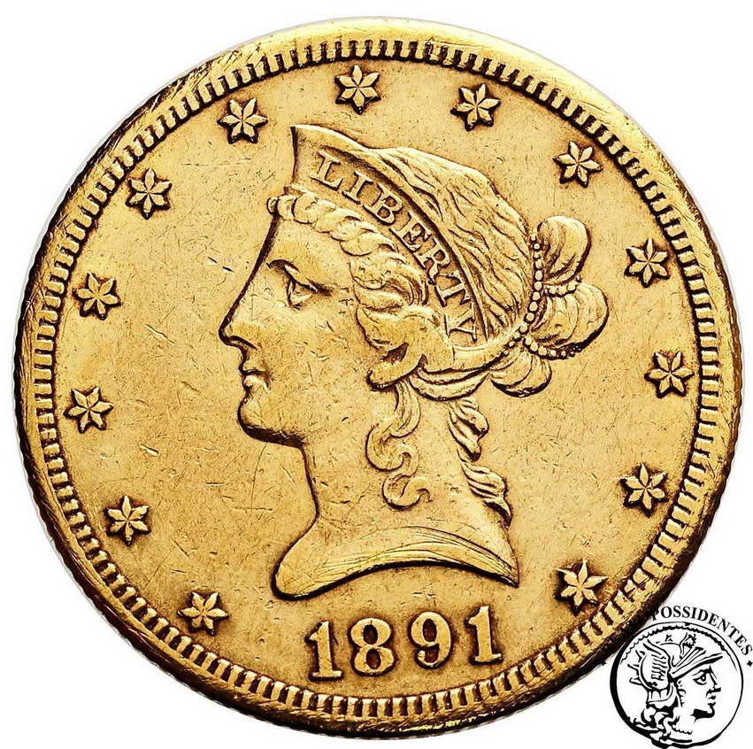USA 10 Dolarów 1891 CC Carson City st.3+