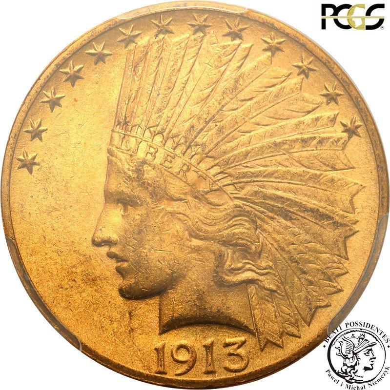 USA 10 dolarów 1913 Indianin PCGS MS61