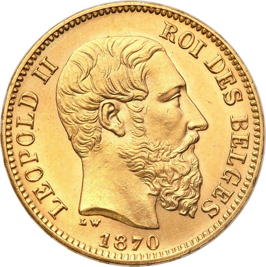 Belgia 20 franków 1870 st.1 PIĘKNE
