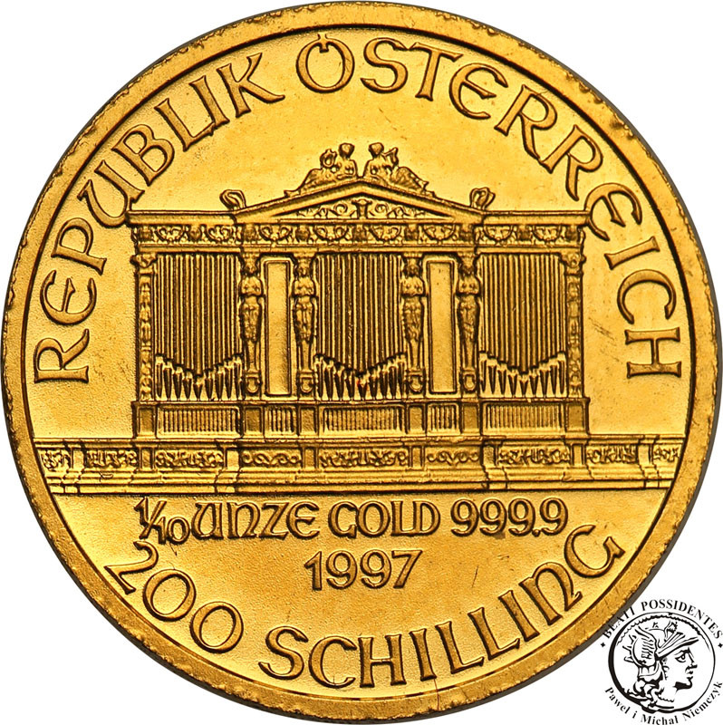 Austria 200 szylingów 1997 filharmonia (1/10 uncji złota) st.1