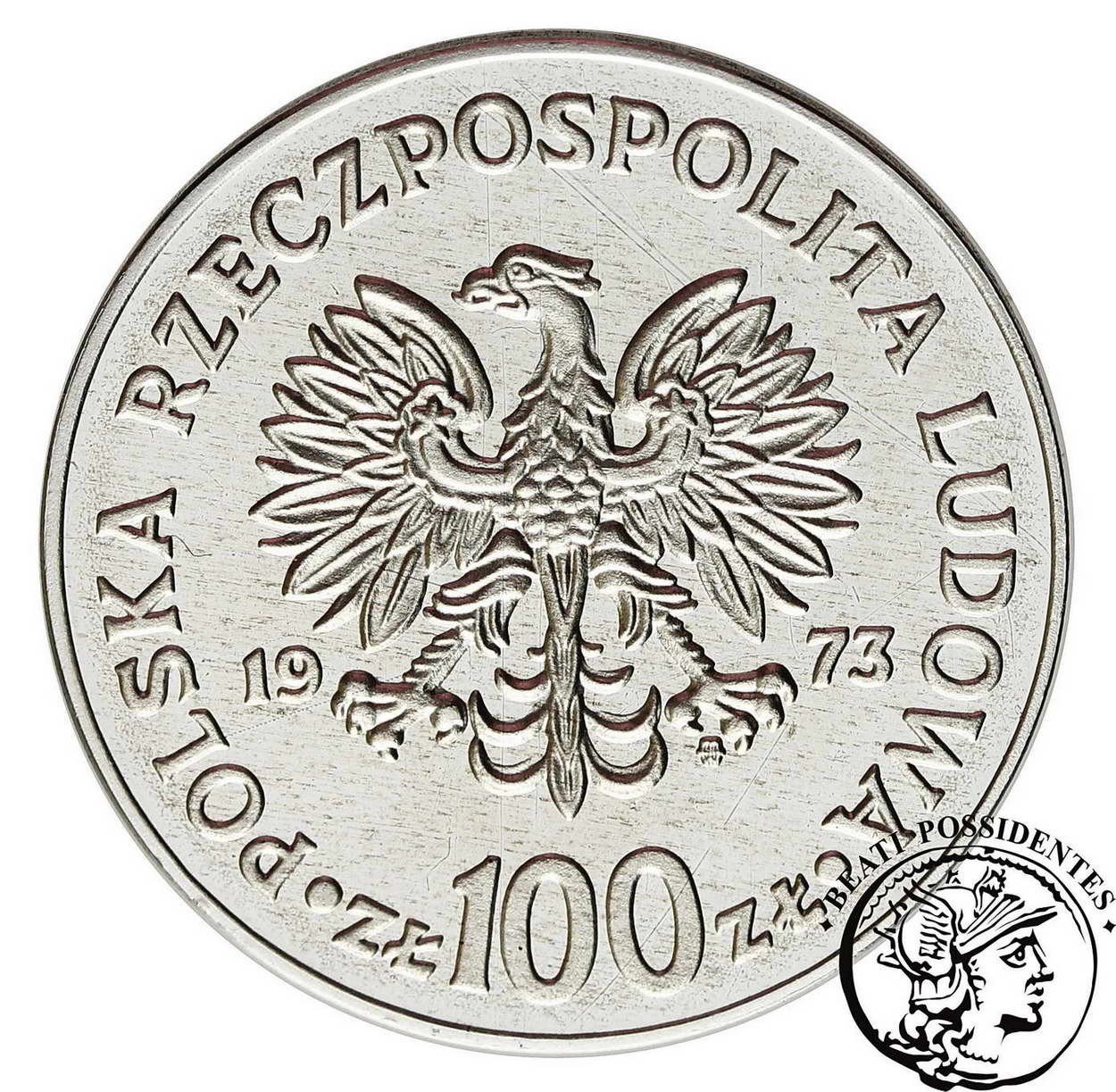 Polska PRL Próba Aluminium odwrotka 100 złotych 1973 Kopernik st.L