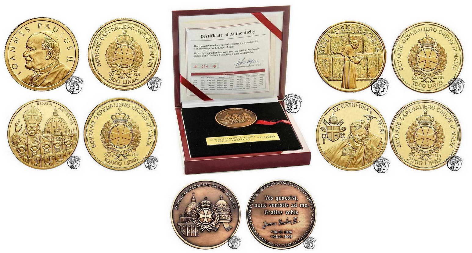 Malta (Zakon) Zestaw monet Jan Paweł II st. L stempel lustrzany