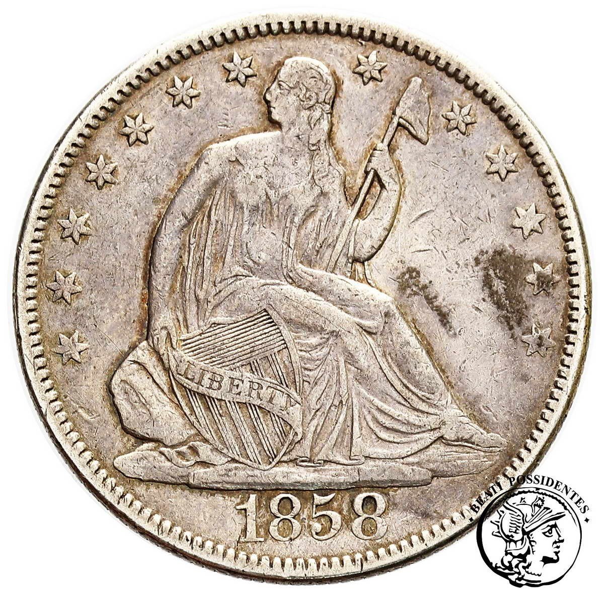 USA, 1/2 $ dolara 1858 Philadelphia st.3+