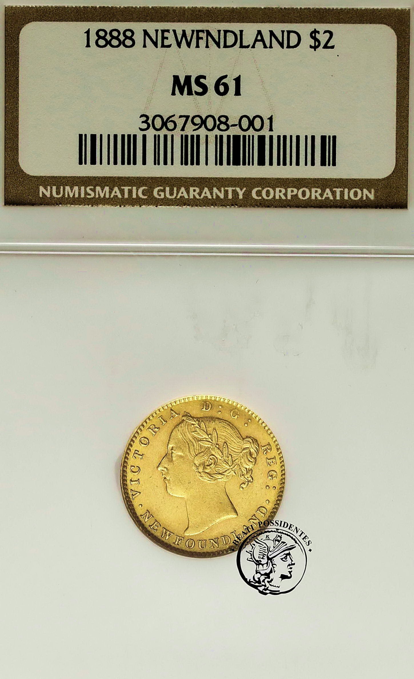 Nowa Funlandia /Kanada/ 2 $ dolary 1888 NGC MS 61