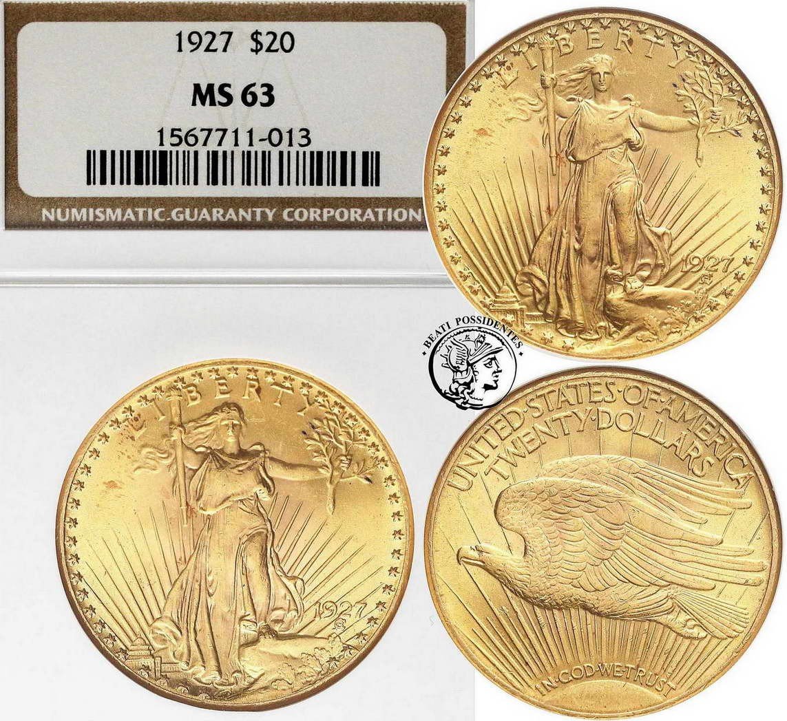 USA 20 dolarów 1927 Philadelphia NGC MS63
