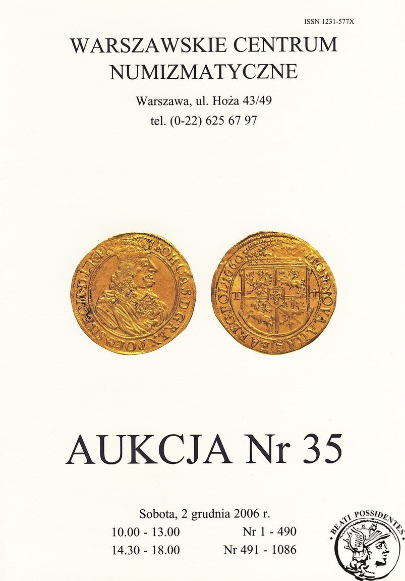 Katalog aukcyjny Warszawskiego Centrum Numizmatycznego "AUKCJA Nr 35"