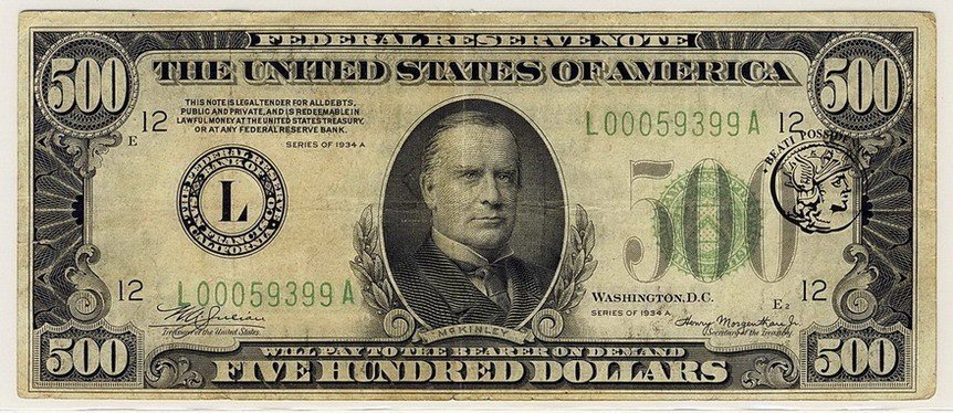 USA 500 $ dolarów 1934 A San Francisco/cal st 3