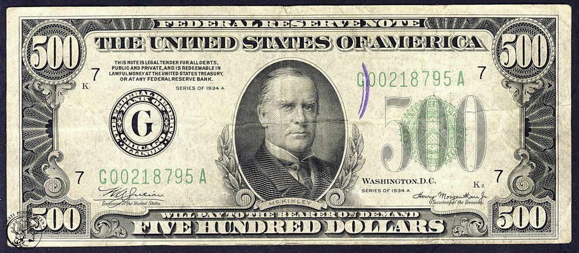 USA 500 Dolarów 1934 G st.3-