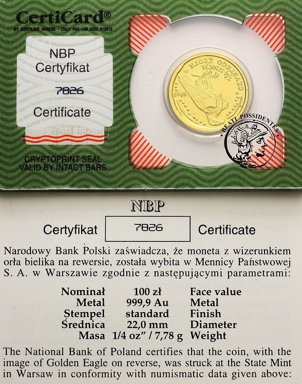 Polska Orzeł Bielik 100 złotych 2004 st. 1