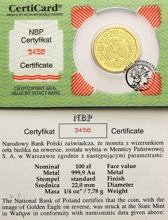 Polska Orzeł Bielik 100 złotych 1997 st. 1