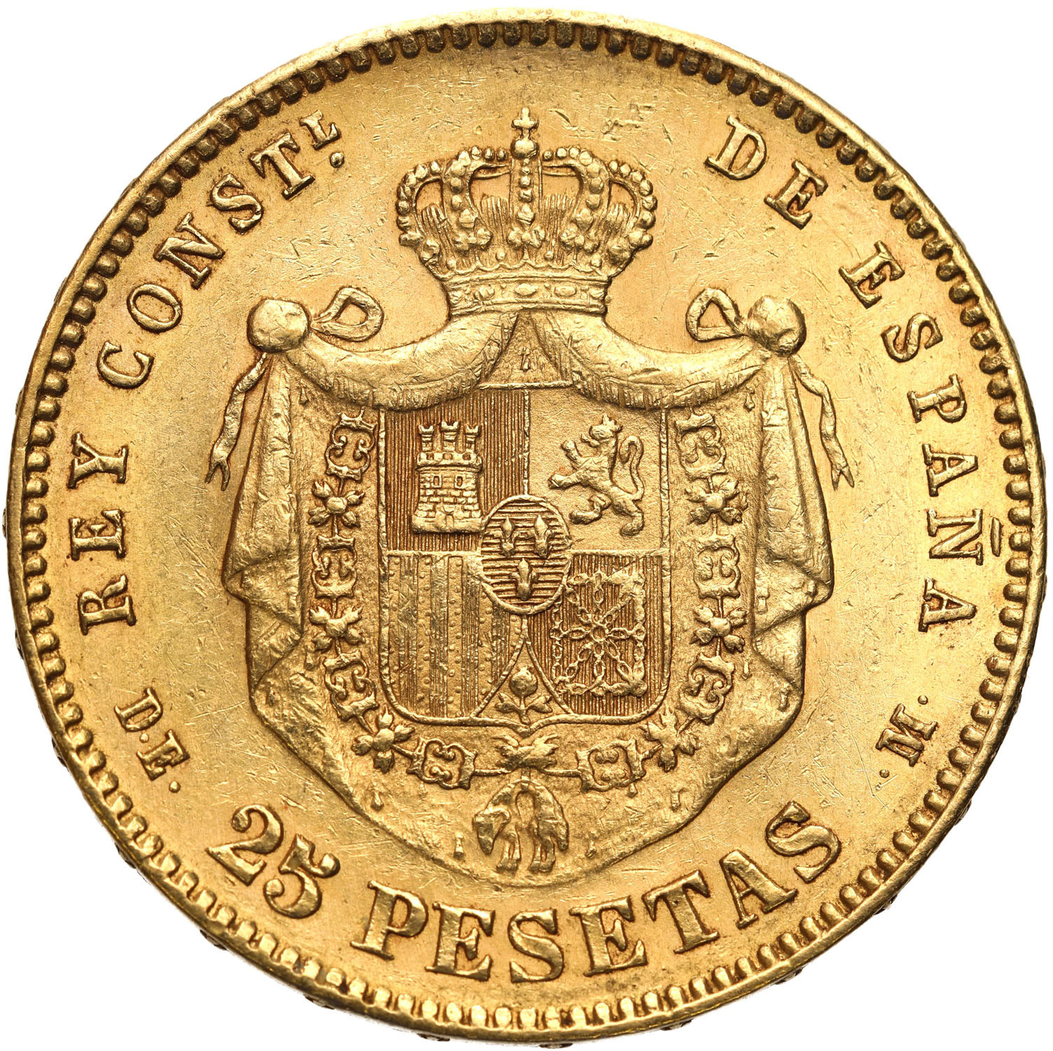 Hiszpania. Alofons XII 25 Pesetas 1877