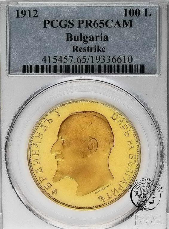 Bułgaria 100 Lewa 1912 stempel lustrzany PCGS PR65 CAM