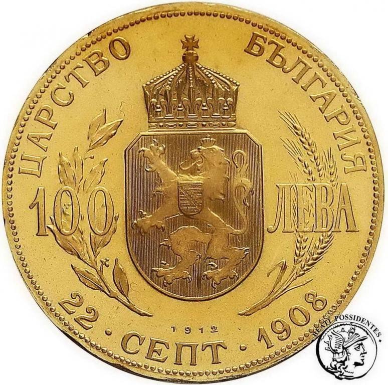 Bułgaria 100 Lewa 1912 stempel lustrzany PCGS PR65 CAM