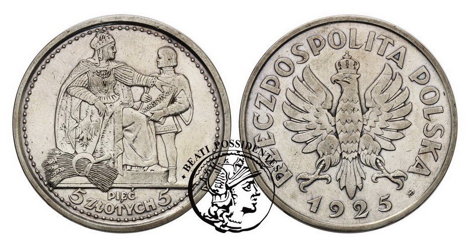 Polska II RP Monety próbne 5 złotych 1925 Konstytucjast. 2/2+
