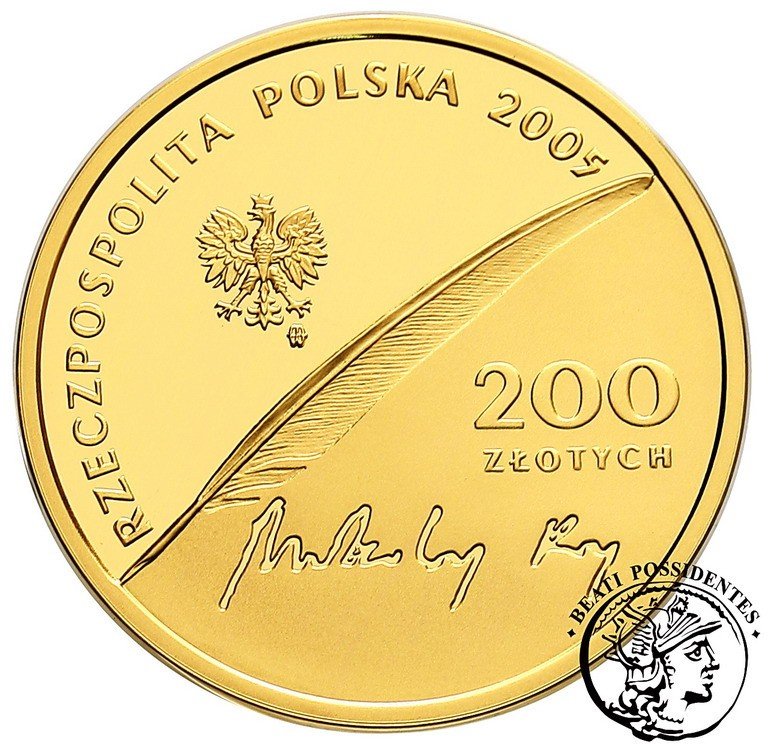 Polska III RP 200 zł 500 rocznica urodzin Mikołaja Reja 2005 st.L